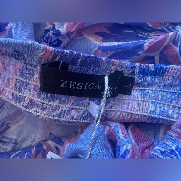 ZESICA Women Summer Halter Tie Neck Sleeveless Blue Floral Maxi Dress Cut Out L - Picture 7 of 16
